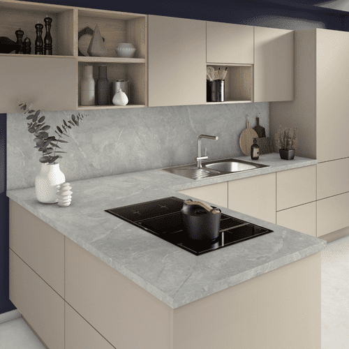 Egger 38mm Postformed Laminate Worktops - Light Grey Valmasino Marble - F074 ST75
