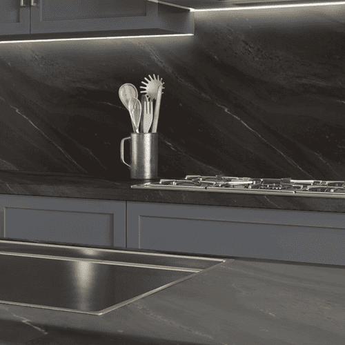 Formica Originals 22mm Square Edge Worktops - Black Painted Marble - Satin NDF PP5015