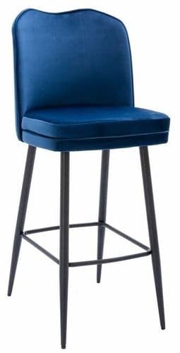 Knightsbridge Velvet Bar Stool - Blue - 66cm