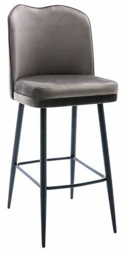 Knightsbridge Velvet Bar Stool - Charcoal - 66cm