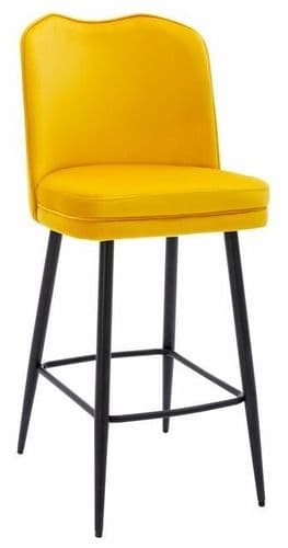 Knightsbridge Velvet Bar Stool - Mustard Yellow - 66cm