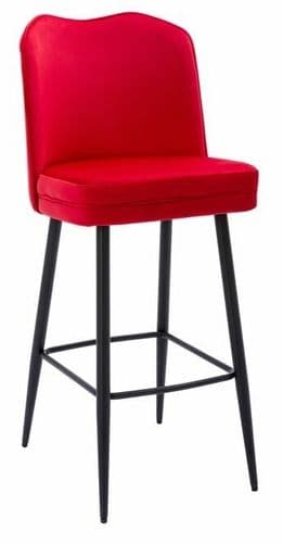 Knightsbridge Velvet Bar Stool - Red - 66cm