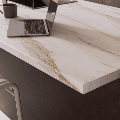 Krono Finesse 38mm Kitchen Laminate Worktops Calacatta Ambrosio Postformed PN K699