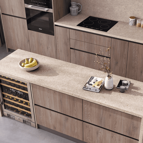 Krono Finesse 38mm Kitchen Laminate Worktops Stonehaven Sand Postformed PN K705