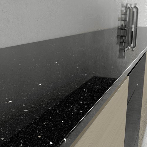 Krono Finesse 38mm Postformed Laminate Worktops - Black Andromeda - K218 GG (Gloss)