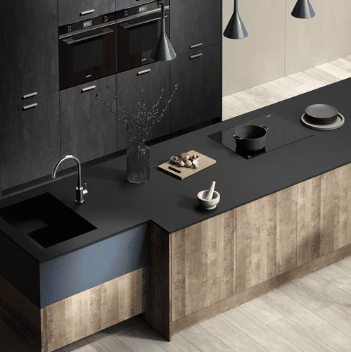 Kronospan 12mm Compact Kitchen Laminate Worktops - Black 0190 SL - Black Core