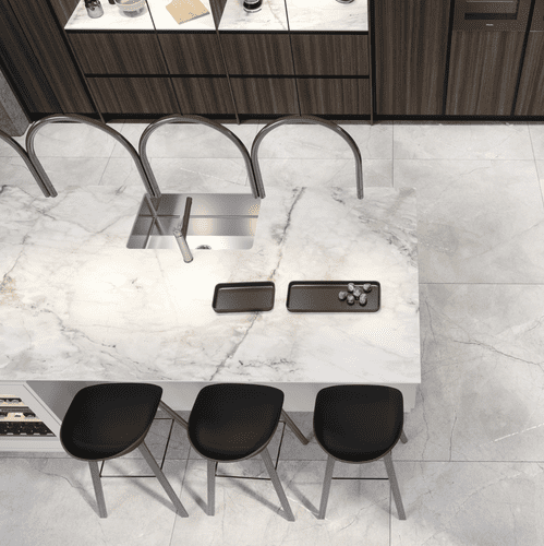 Kronospan 12mm Compact Kitchen Laminate Worktops - Breccia Vivaldo K594 SU - White Core