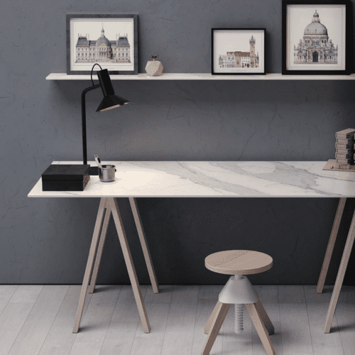 Kronospan 12mm Compact Kitchen Laminate Worktops - Calacatta Olympus SU K551 - White Core