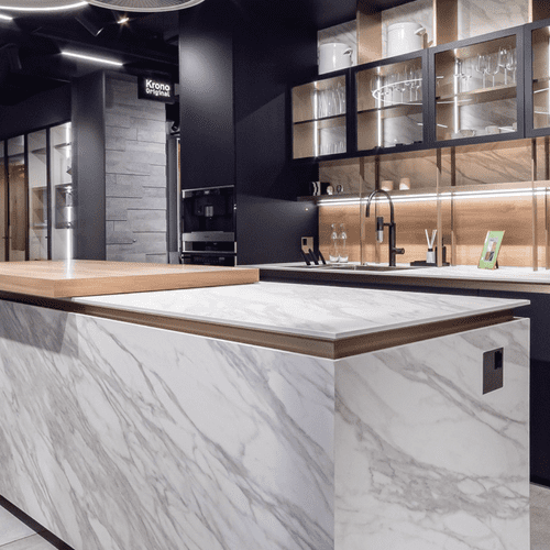 Kronospan 12mm Compact Kitchen Laminate Worktops - Venato SU K023 - White Core