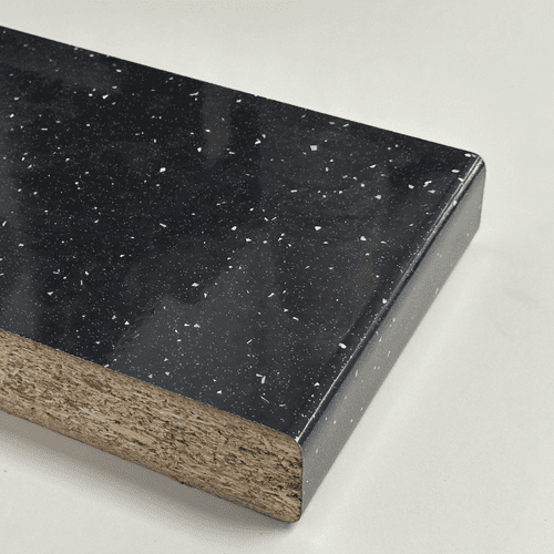 Kronospan 3m Postformed Laminate Worktops - Black Andromeda Glitter Gloss 38mm K218 GG