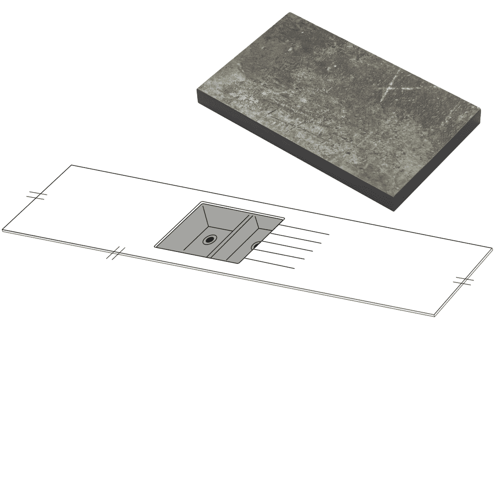 Matador Sink Module Mariz Granite Sink Modules - 3050 x 640 x 12mm