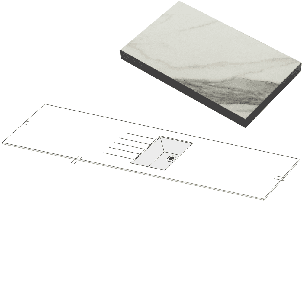 Sink Module Mariz Stainless Steel Sink Modules R10 - 3050 x 640 x 12mm