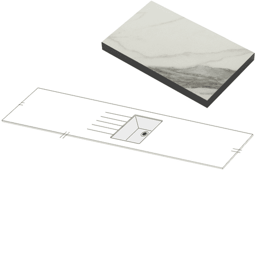 Mariz Stainless Steel Sink Modules R10 - 3050 x 640 x 12mm