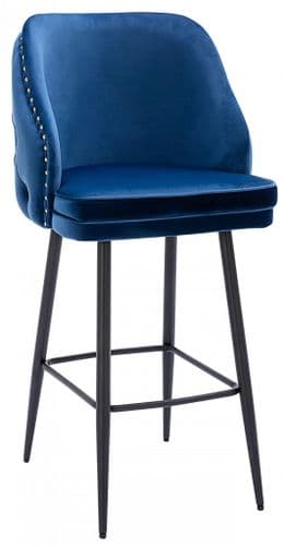 Mayfair Velvet Bar Stool - Blue - 66cm