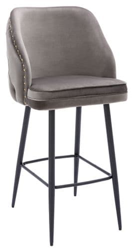 Mayfair Velvet Bar Stool - Charcoal - 66cm