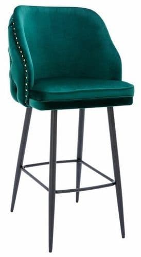 Mayfair Velvet Bar Stool - Sage Green - 66cm