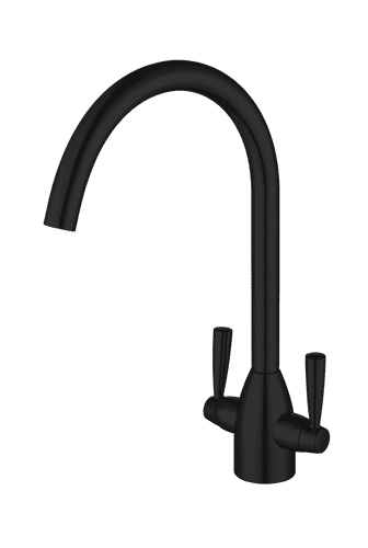 Monument Twin Lever Round Neck Mixer Tap Black MT332