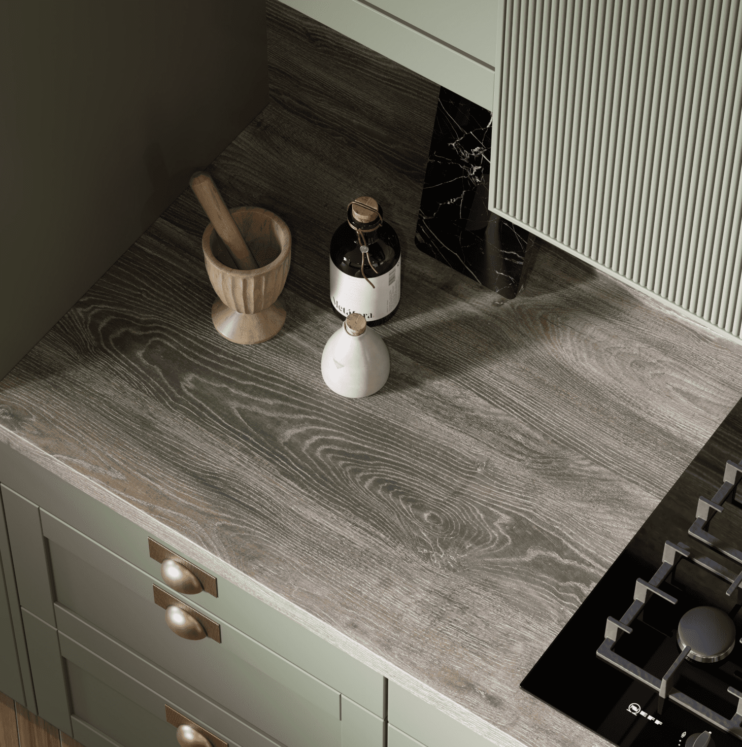 Omega 38mm Square Edge Worktops - Modern Black Oak - Matt