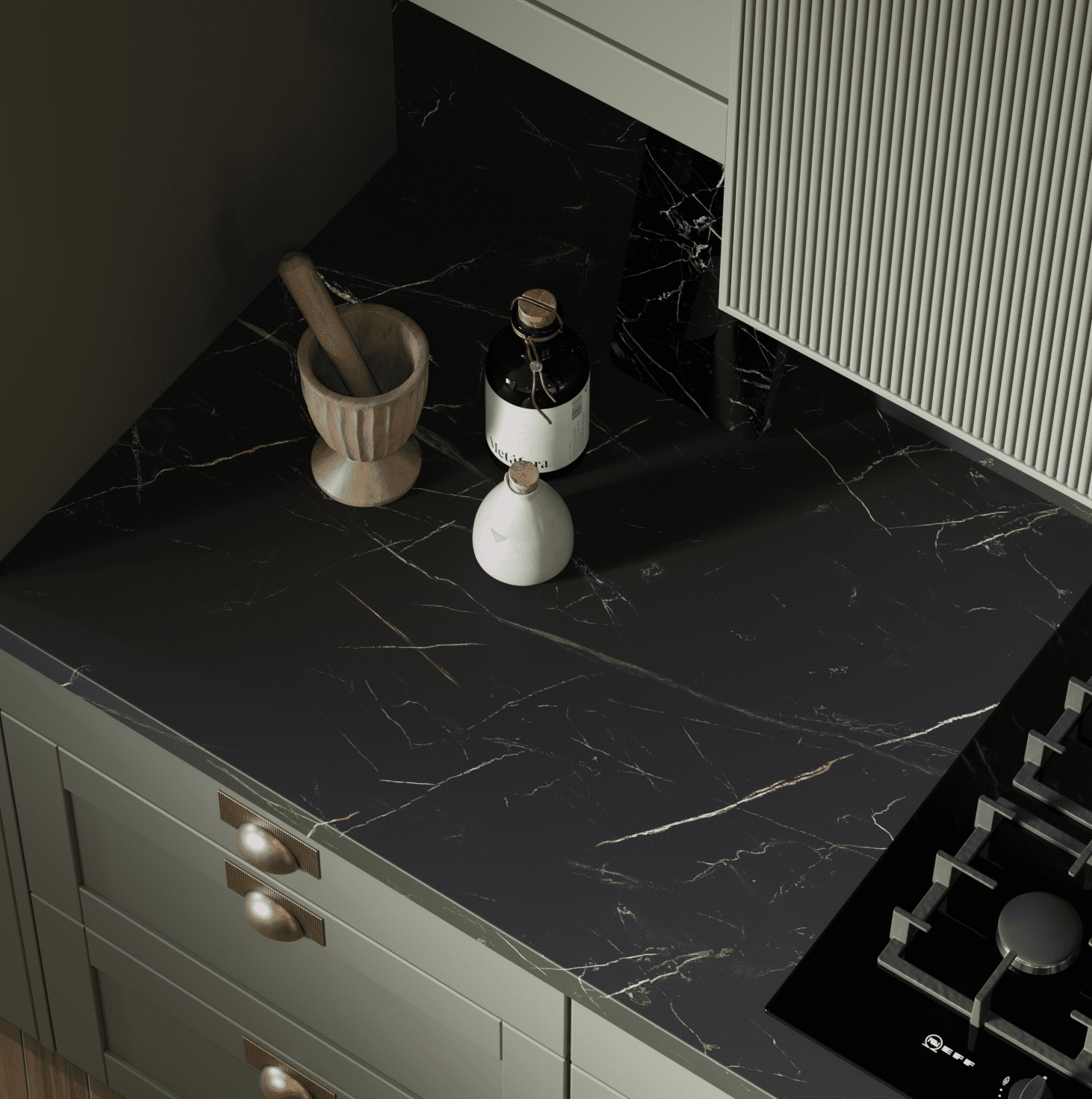 Omega 38mm Square Edge Worktops - Modern Laurent Marble - Matt