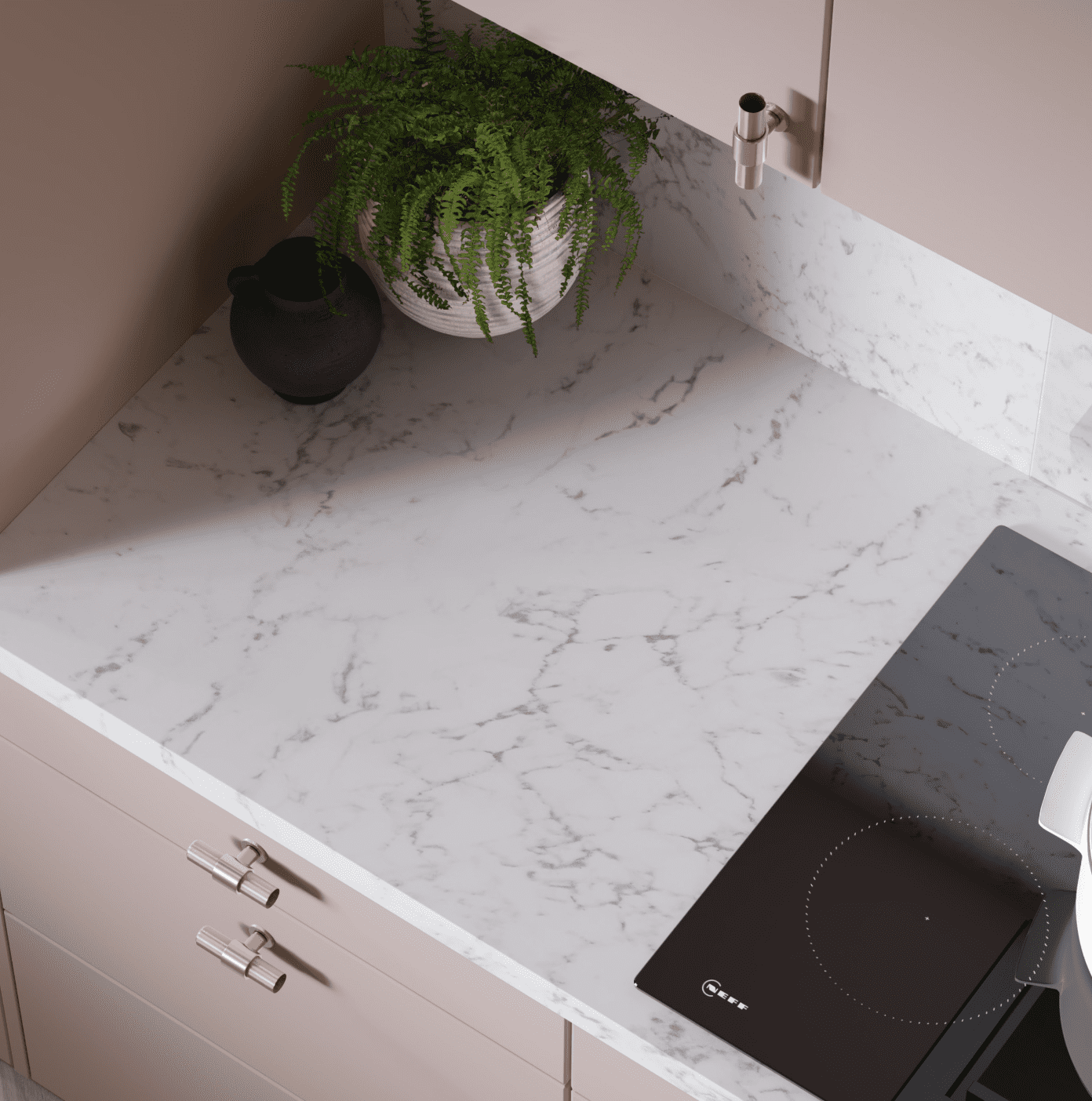 Omega 38mm Square Edge Worktops - Modern Tuscany Marble - Velvet