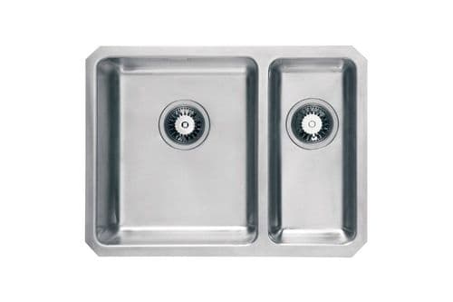 River range - Brett Brushed Steel undermount Sink - One and a half bowl 600mm x 450mm