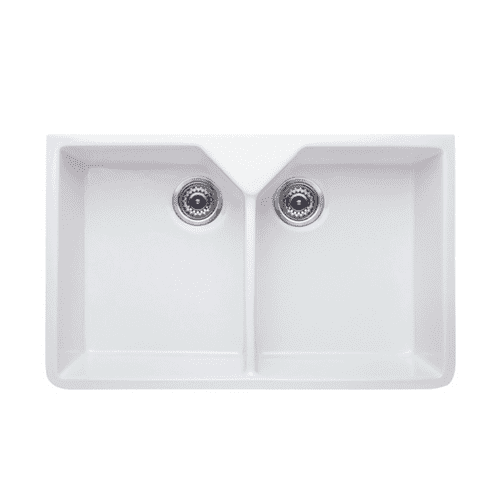 River range - Camac - Ceramic White Double Bowl Sink 794 x 490mm
