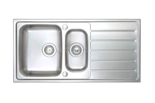 River range - Clun Brushed Steel Sink - One and half bowl 1000mm x 500mm