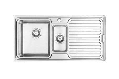 River range - Clyde Brushed Steel Sink - One and half bowl 1000mm x 500mm