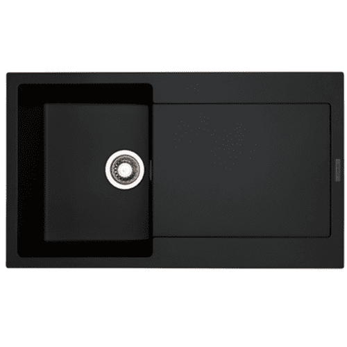 River Range - Danube - Black Inset Single Bowl Granite Sink 860 x 500mm