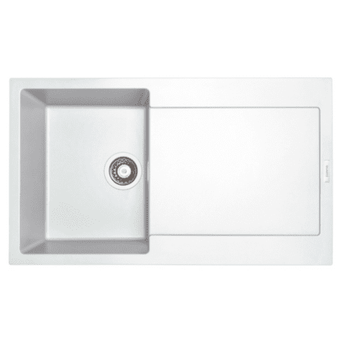 River Range - Danube - White Inset Single Bowl Granite Sink 860 x 500mm