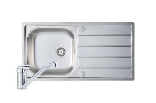 River range - Humber - Polished Steel Sink and Tap Pack 965mm x 500mm