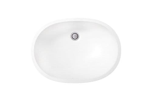 River range - Kaveri - Solid Surface Bright White Undermount Sink - Single Vanity Bowl 548 x 396mm