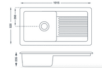 River range - Liffey - Ceramic White Sink One Bowl with Mixer Tap 1015 x 525mm