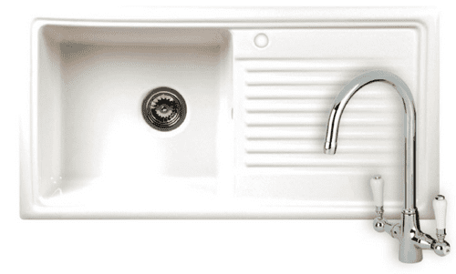 River range - Liffey - Ceramic White Sink One Bowl with Mixer Tap 1015 x 525mm