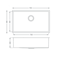 River Range - Marista - Copper Stainless Steel Single Bowl Undermount/Inset Sink 730 x 430m