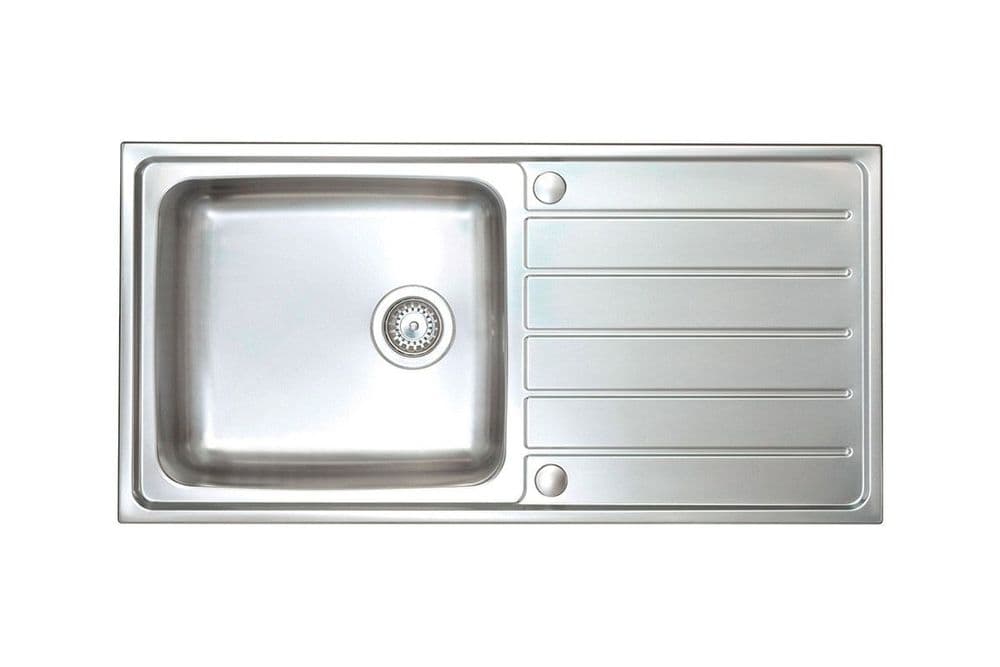 River range Medlock Brushed Steel Sink Single bowl 1000mm x