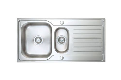 River range - Medway Brushed Steel Sink - 1.5 bowl - 1000mm x 500mm