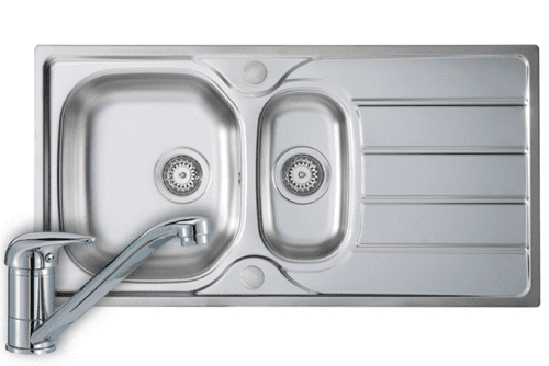 River Range - Mersey Polished Steel Sink and Tap Pack 965mm x 500mm