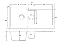 River Range - Nelson - Blue Inset One & a half Bowl Granite Sink 1000 x 500mm