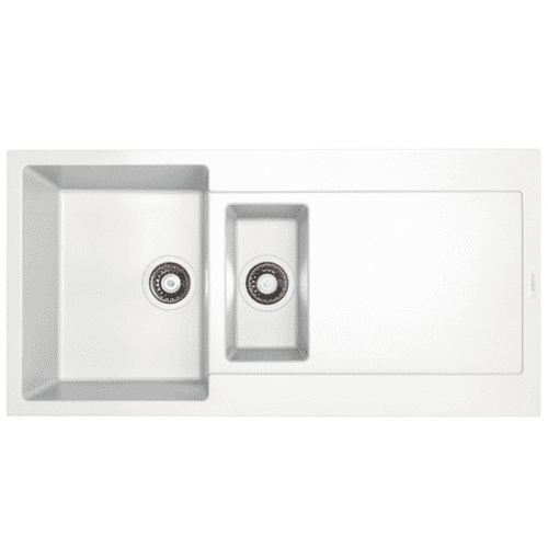 River Range - Nelson - White Inset One & a half Bowl Granite Sink 1000 x 500mm