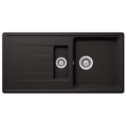 River Range - Orinoco - Black Inset One & a Half Bowl Granite Sink 1000 x 500mm