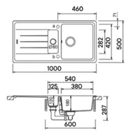 River Range - Orinoco - Dark Grey Inset One & a Half Bowl Granite Sink 1000 x 500mm
