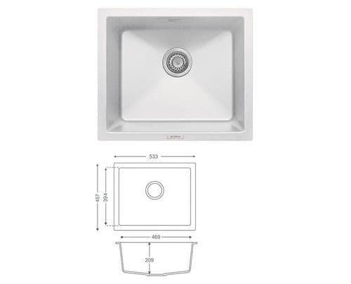 River Range - Ouse - White Undermount Sink - Single Bowl - Granite 533 x 457mm