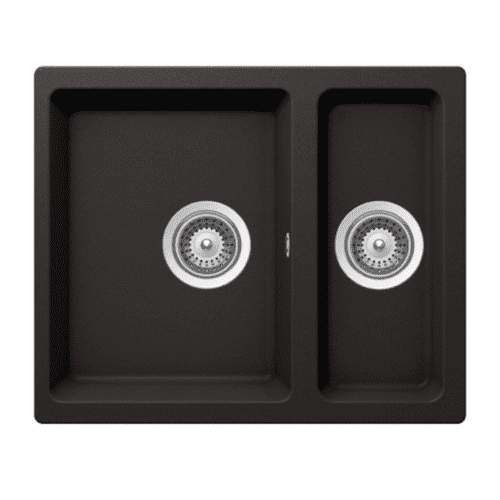 River Range - Salado - Black Undermount One & a Half Bowl Granite Sink 555 x 460mm