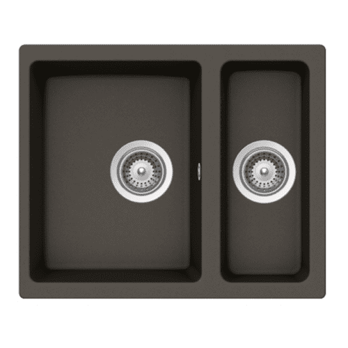 River Range - Salado - Dark Grey Undermount One & a Half Bowl Granite Sink 555 x 460mm