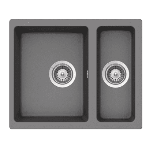 River Range - Salado - Light Grey Undermount One & a Half Bowl Granite Sink 555 x 460mm