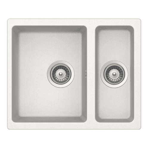 River Range - Salado - White Undermount One & a Half Bowl Granite Sink 555 x 460mm