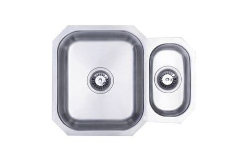 River range - Trent Brushed Steel Undermount Sink - One and a Half Bowl 594mm x 460mm