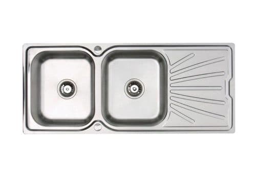 River range - Yarrow Brushed Steel Sink - Double bowl - 1160mm x 500mm