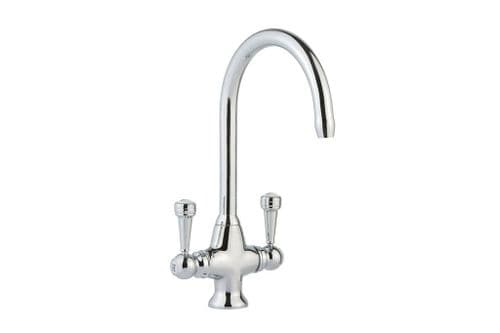 River - Twin Leaver Mixer Tap - Sevron - Brushed Steel